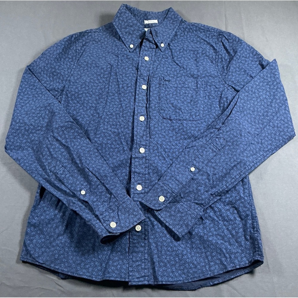 Abercrombie & Fitch Mens Large Muscle Fit Blue Bicycle Print Button Down Shirt